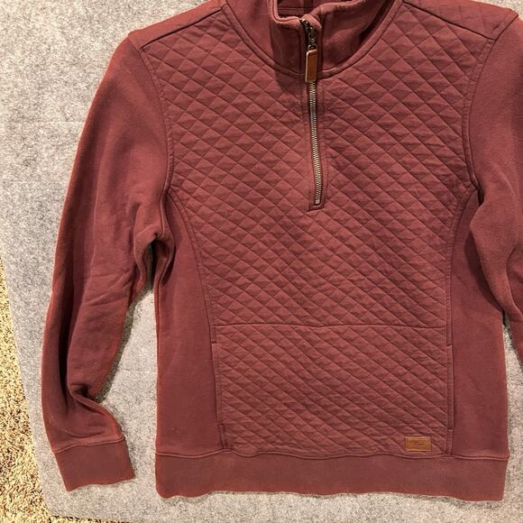 LL Bean Sweater Women’s Medium Petite Quilted Front 1/4 Zip‎ Mauve Red Collared - Picture 3 of 10